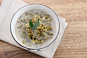 Mung Bean Porridge or Bubur Kacang Hijau, Indonesian dessert porridge of mung beans with coconut milk