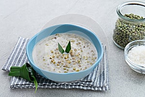 Mung Bean Porridge or Bubur Kacang Hijau, Indonesian dessert porridge of mung beans with coconut milk