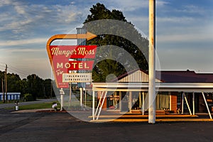 The Munger Moss Motel neon sign, along the historic route 66 in the city of Lebanon, in the State of Missouri