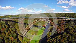 Mungstener Brucke old bridge construction, river Wupper aerial