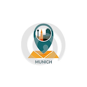 Munich city skyline vector logo icon