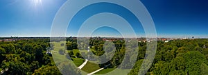 Munich Englischer Garten as a panorama from above photo
