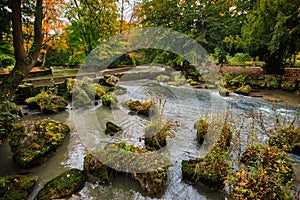 Munich English garden Englischer garten park in autumn. Munchen, Bavaria, Germany photo