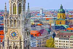 Munich in Germany, Bavaria. Marienplatz town hall