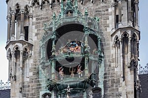 MUNICH, GERMANY/EUROPE - SEPTEMBER 25 : The Rathaus-Glockenspiel in Munich Germany on September 25, 2014