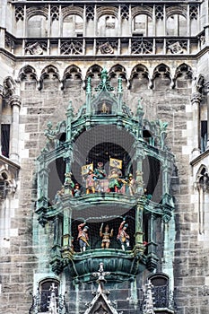 MUNICH, GERMANY/EUROPE - SEPTEMBER 25 : The Rathaus-Glockenspiel in Munich Germany on September 25, 2014