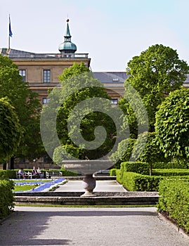 Munich, Germany - Hofgarten, ornamental fountain and green