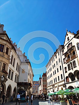 Munich, Germany - June 28, 2019: The Hofbraeuhaus, a famous beer hall in Munich