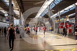 Passengers at train station