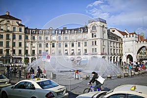 Munich, Germany - May 29, 2012: Karlsplatz Stachus square and Karlstor gate in Munich, Germany