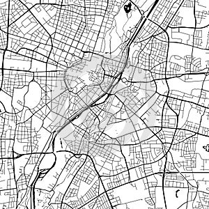 Munich, Germany Monochrome Black and White Minimalist Street Road Aesthetic Decoration Map