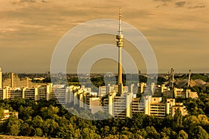 Munich landscape at sunset, Germany, Europe