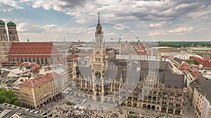 Munich (Munchen) Germany city skyline timelapse at Marienplatz new Town Hall Square