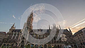 Munich MÃ¼nchen Germany sunrise timelapse at Marienplatz