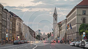 Munich MÃ¼nchen Germany time lapse at Odeonsplatz and Siegestor