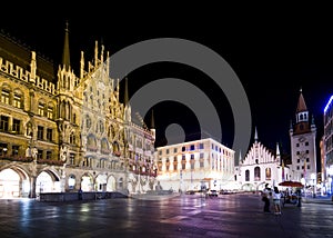 Munich at night, Marienplatz