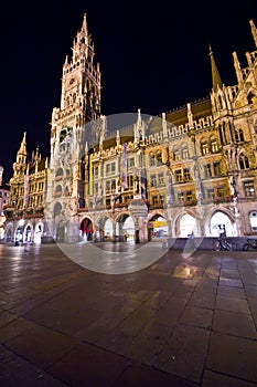 Munich at night, Marienplatz