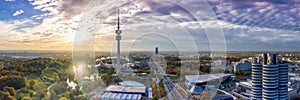 Munich Olympiaturm MÃÂ¼nchen skyline aerial panoramic view photo town building architecture travel photo