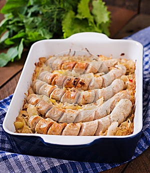 Munich sausages with cabbage.