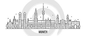Munich skyline, Germany city buildings vector