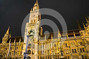 Munich town hall at night