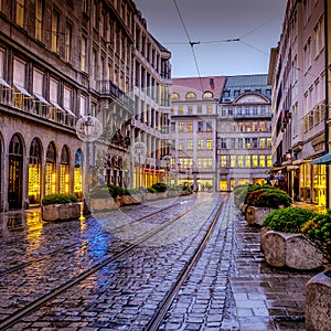 Munich winter street scene