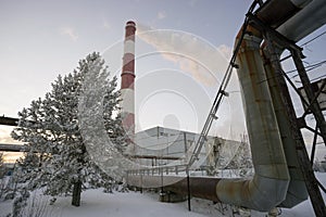 Municipal boiler room in winter.