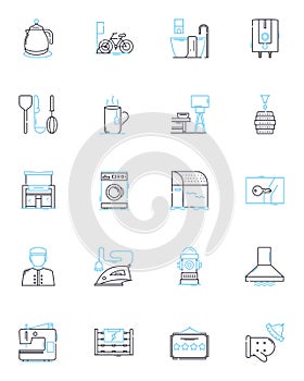 Municipal lodgings linear icons set. Accommodation, Hospitality, Guesthouse, Public, Bunkhouse, Shelter, Housing line