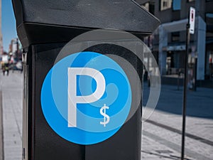 Municipal parking machine in Montreal, Canada