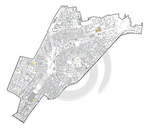 Satellite map of Milan, streets and building of area number 2, municipalities number two photo