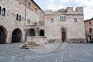 Municipio square in the small viallge of Montefalco, Umbria, Italy photo