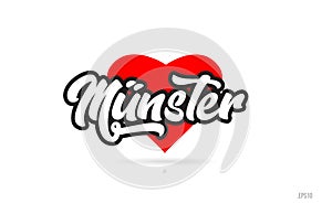 munster city design typography with red heart icon logo