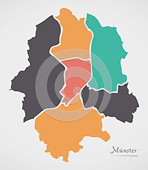 Munster Map with boroughs and modern round shapes