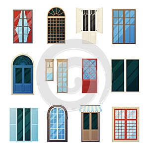 Muntin Bars Window Panels Icons Set