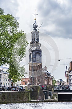 The Munttoren tower in Amsterdam, Netherlands.