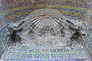Muqarnas, form of ornamenting vaulting in Islamic architechture, samarkand, mosque photo