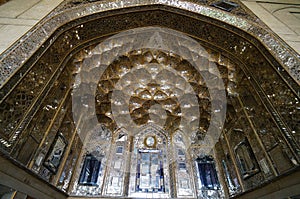 Muqarnas vault decorated in Chehel Sotoun Palace in Isfahan,Ira