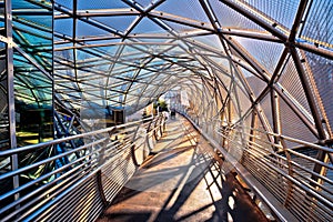 Mur river Murinsel island walkway in Graz