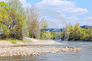 Mur river in styria Austria. Springtime.