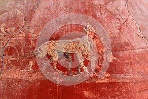 Mural of animals in Roman Pompeii, Italy