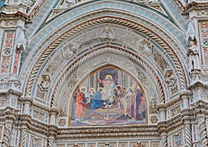 Duomo Cathedral mural detail in Florence Italy