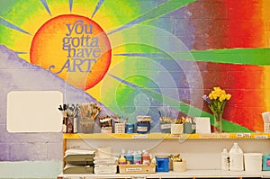 Mural in art classroom