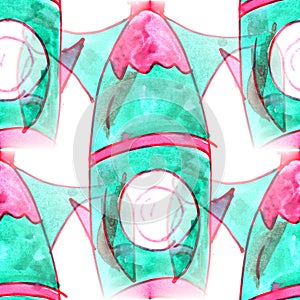 Mural background seamless space rockett pattern