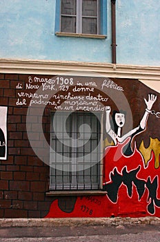 Mural commemorating the 1908 Triangle fire