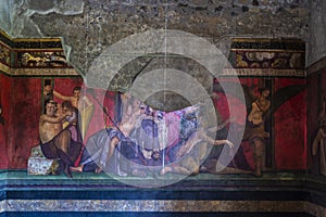 Mural fresco of the Villa of the Mysteries, Pompeii, Italy