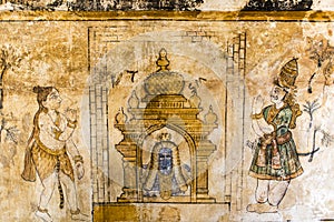 Mural inside Brihadishwara Temple in Tanjore - India