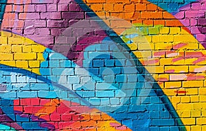 A mural painted on a brick graffiti wall, world art day artwork