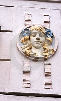 Mural relief of a girl - Prague - Czechia