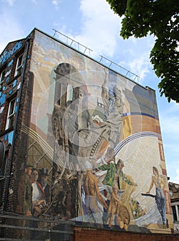 Mural on wall of building in Leeds city centre