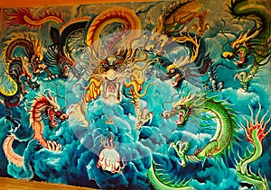 Mural on the wall at taosim temple